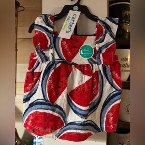 NWT size 3-6 months Carter's Red White Blue Watermelon SunDress set Freedom July